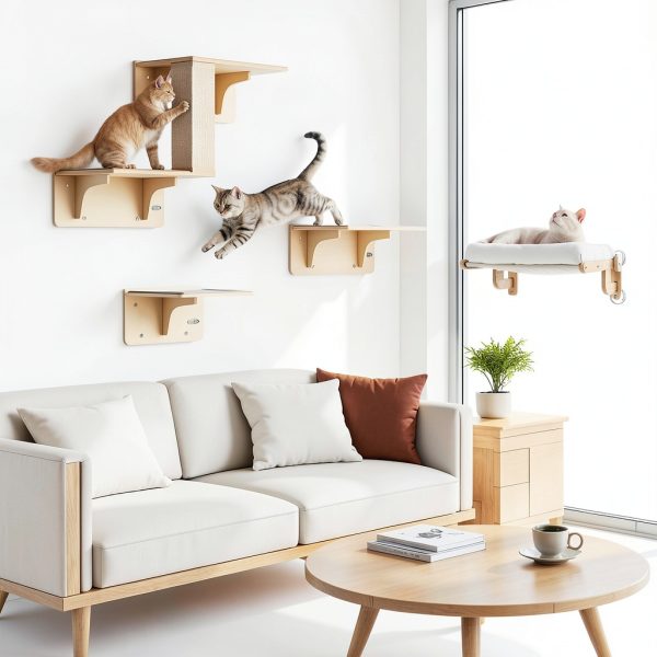 Cat Window Perch Pecute Cloud-Soft Foldable Bed with Wood Frame White-7