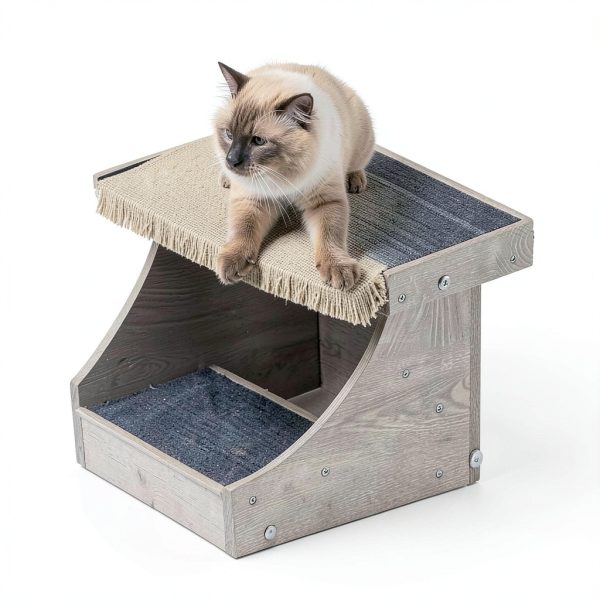 unipaws Pet Bunk Bed Window Perch with Removable Step Grey-5