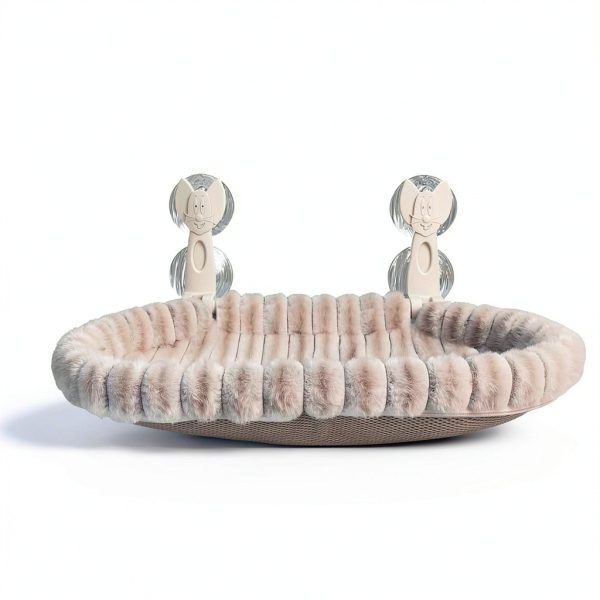 Cat Window Perch RherGrac 2-Pack Large Pink Wool Fleece 4 Suction Cups-2