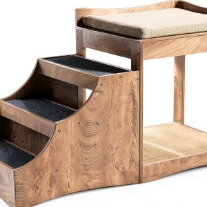 unipaws Pet Bunk Bed Window Perch with Removable Step Grey-0