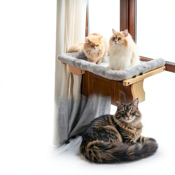 Zuvmi Oversized Cat Window Perch Gray 31.5 x 14.96 Large Plush Hammock-1