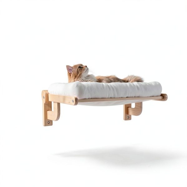 Cat Window Perch Pecute Cloud-Soft Foldable Bed with Wood Frame White-4