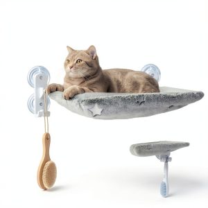 POMESEA Cat Window Perch Glow Gray L Cordless Foldable Hammock-0