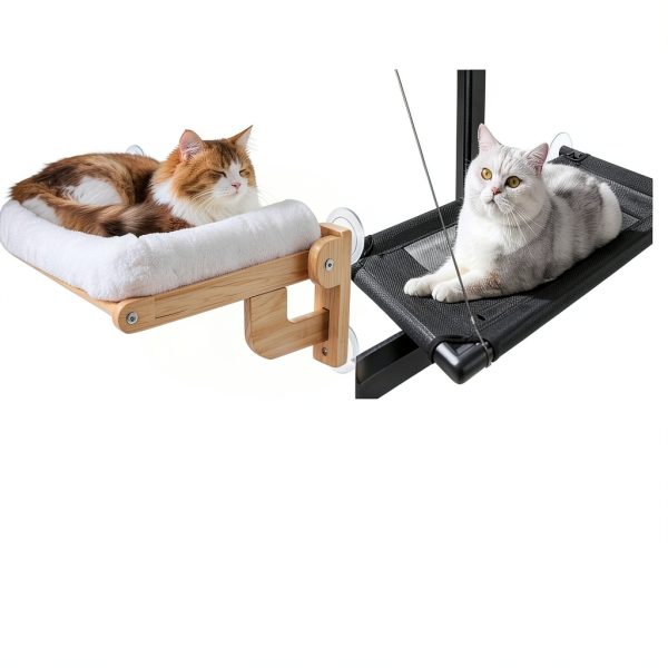Cat Window Perch Pecute Cloud-Soft Foldable Bed with Wood Frame White-8