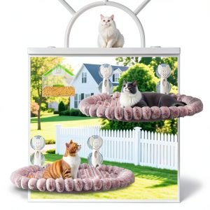 Cat Window Perch RherGrac 2-Pack Large Pink Wool Fleece 4 Suction Cups-0