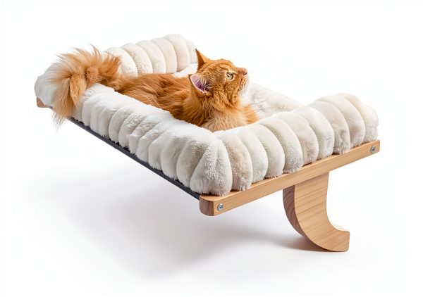 Cloud-Soft Cat Window Sill Perch with Zipper, Solid Wood & Metal-4