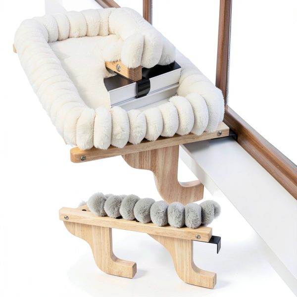 Zakkart SnugCloud Cat Window Perch with 4-Sided Bolster - Orthopedic Cat Hammock for Window Sill - Solid Hardwood & Metal Frame - Window Seat for Pets (Natural Color Wood w/White Bed, Medium)-1