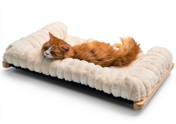 Cloud-Soft Cat Window Sill Perch with Zipper, Solid Wood & Metal-1