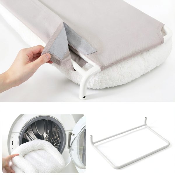 Zakkart Foldable Cat Hammock for Window - Cordless, Embeded Machine Washable Bed, Robust Metal Frame - Cat Window Perch for Large Cats and Kittens (White Bolster Bed, Medium)-4