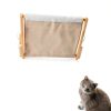 Foldable Cat Window Perch, Natural Wood, 16.5''×12'' Hammock, 35 lbs Weight Limit, Cat Window Hammock for Small Size Windows-1