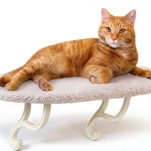 K&H Pet Products Kitty Sill Cat Window Perch for Large Cats, Orthopedic Window Hammock Bed Holds 40LBS, Washable Cover, Kitty Windowsill Bed Seat for Indoors - Cream Fleece, Unheated, 14 X 24in-0