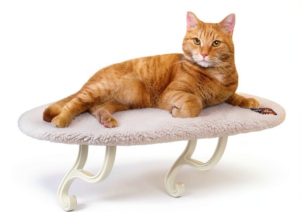 K&H Pet Products Kitty Sill Cat Window Perch for Large Cats, Orthopedic Window Hammock Bed Holds 40LBS, Washable Cover, Kitty Windowsill Bed Seat for Indoors - Cream Fleece, Unheated, 14 X 24in-0