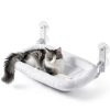 Zakkart Foldable Cat Hammock for Window - Cordless, Embeded Machine Washable Bed, Robust Metal Frame - Cat Window Perch for Large Cats and Kittens (White Bolster Bed, Medium)-0
