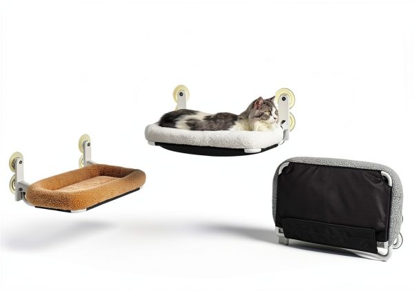 Zakkart Foldable Cat Hammock for Window - Cordless, Embeded Machine Washable Bed, Robust Metal Frame - Cat Window Perch for Large Cats and Kittens (White Bolster Bed, Medium)-6