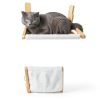 Foldable Cat Window Perch, Natural Wood, 16.5''×12'' Hammock, 35 lbs Weight Limit, Cat Window Hammock for Small Size Windows-2