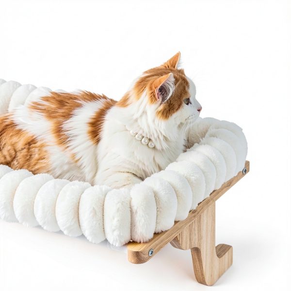 Zakkart SnugCloud Cat Window Perch with 4-Sided Bolster - Orthopedic Cat Hammock for Window Sill - Solid Hardwood & Metal Frame - Window Seat for Pets (Natural Color Wood w/White Bed, Medium)-7