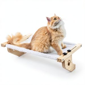 AMOSIJOY Cat Sill Window Perch Sturdy Cat Hammock Window Seat with Wood & Metal Frame for Large Cats, Easy to Adjust Cat Bed for Windowsill, Bedside, Drawer and Cabinet-0