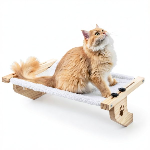 AMOSIJOY Cat Sill Window Perch Sturdy Cat Hammock Window Seat with Wood & Metal Frame for Large Cats, Easy to Adjust Cat Bed for Windowsill, Bedside, Drawer and Cabinet-0