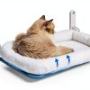 Zakkart Foldable Cat Hammock for Window - Cordless, Embeded Machine Washable Bed, Robust Metal Frame - Cat Window Perch for Large Cats and Kittens (White Bolster Bed, Medium)-1