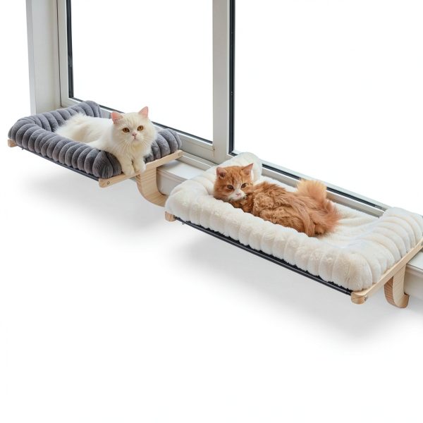 Cloud-Soft Cat Window Sill Perch with Zipper, Solid Wood & Metal-5