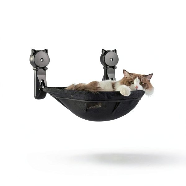 Cat Window Perch JUNSPOW Foldable Cordless Breathable Cat Bed with-2