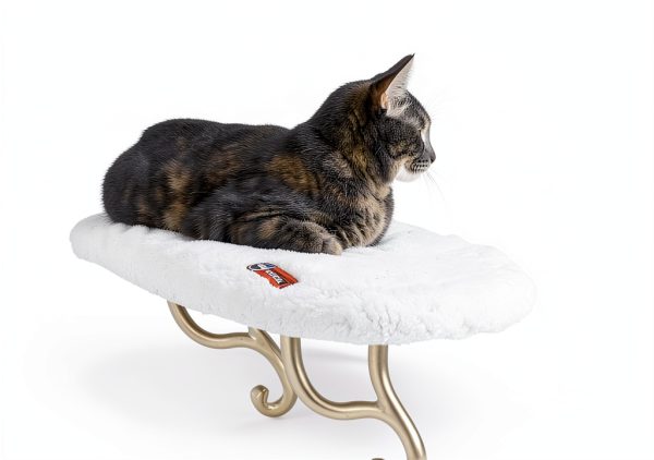 K&H Pet Products Kitty Sill Cat Window Perch for Large Cats, Orthopedic Window Hammock Bed Holds 40LBS, Washable Cover, Kitty Windowsill Bed Seat for Indoors - Cream Fleece, Unheated, 14 X 24in-1