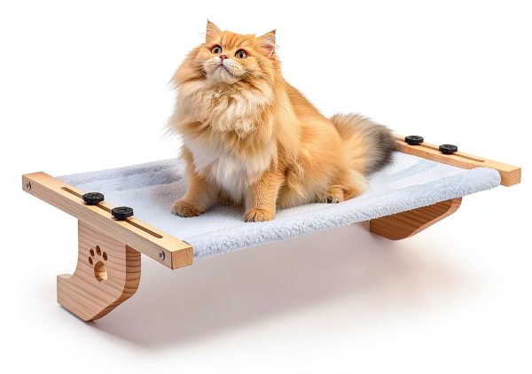 AMOSIJOY Cat Sill Window Perch Sturdy Cat Hammock Window Seat with Wood & Metal Frame for Large Cats, Easy to Adjust Cat Bed for Windowsill, Bedside, Drawer and Cabinet-1