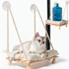 Cat Window Perch with Industrial-Grade Suction Cups - Solid Pine Wood Hammock Bed, Soft Cushion - 42 lb Capacity for Cats Inside-0